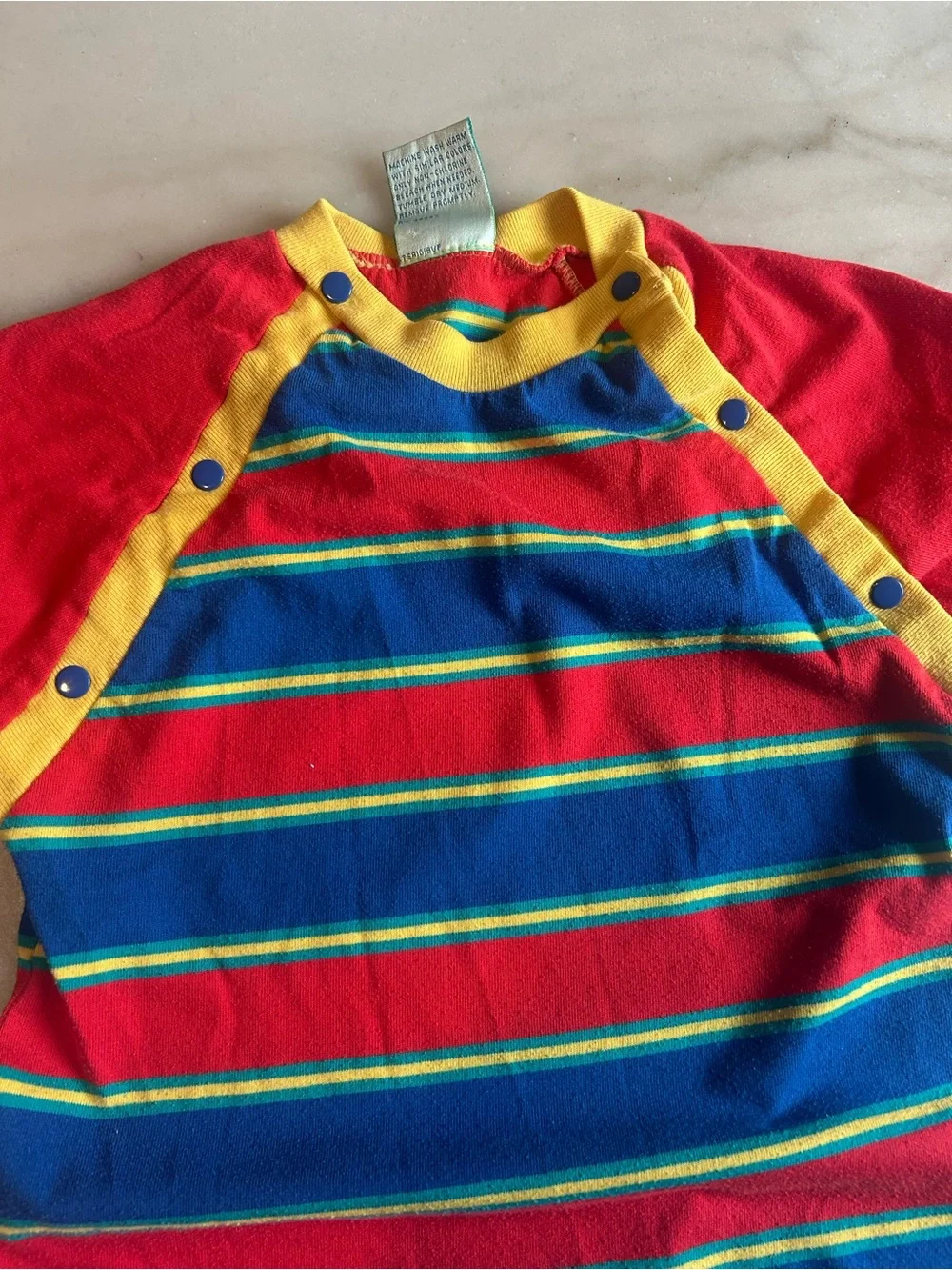 Vintage Sprockets Mervyn's Primary Color Striped Jumpsuit Romper 18 month